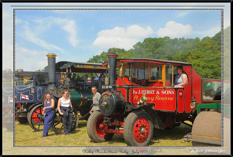 steam_rally.jpg - Nikon D300 - Line up of Steam Lorries and Engines with Engineers & drivers relaxed at misty Netley Marsh Steam Show July 2008